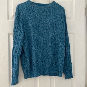 kim roger’s blue sweater